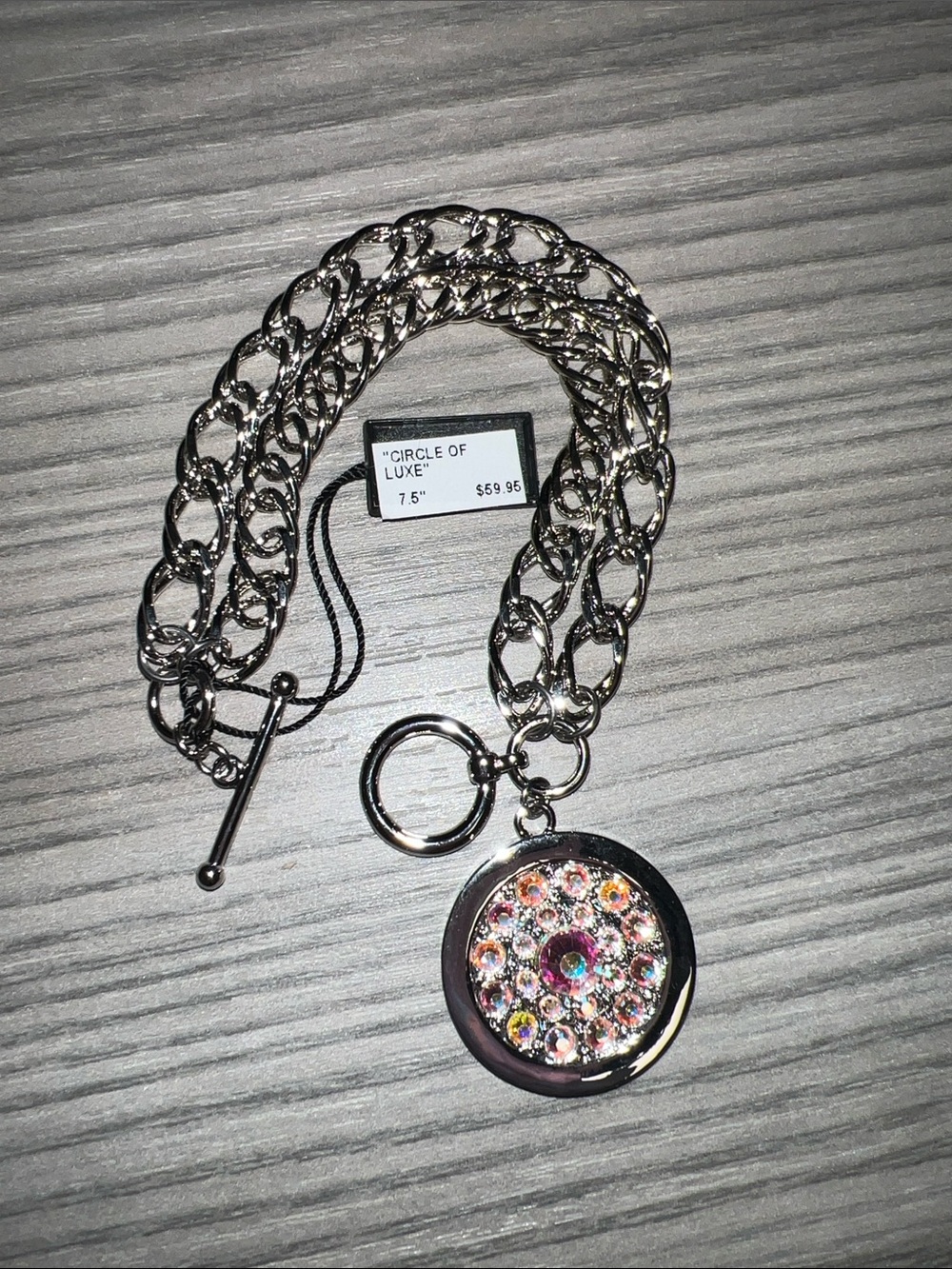 Silver Tone bracelet with AB Crystals